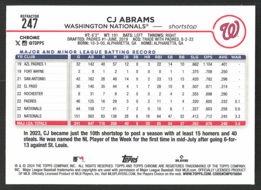 2024 Topps Chrome #247 CJ Abrams Refractor