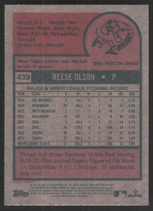 2024 Topps Heritage #439 Reese Olson