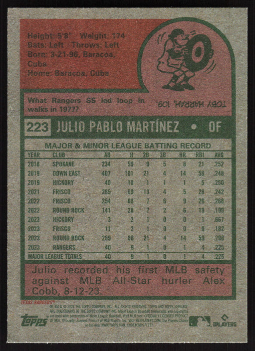 2024 Topps Heritage #223 Julio Pablo Martinez