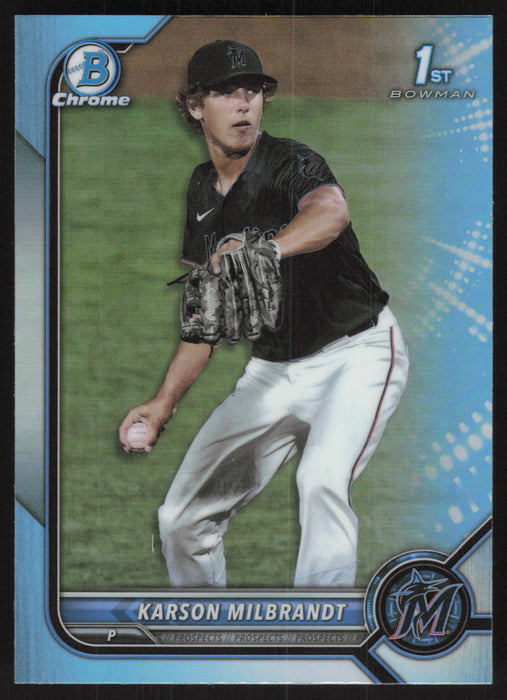 2022 Bowman Draft #BDC-87 Karson Milbrandt Chrome Sky Blue Refractor