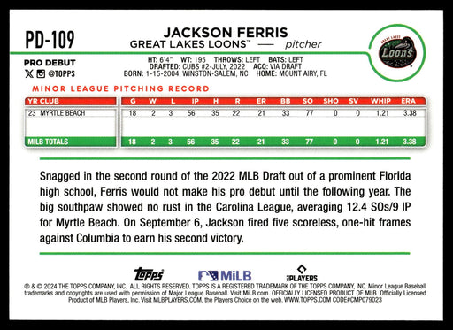 2024 Topps Pro Debut #PD-109 Jackson Ferris