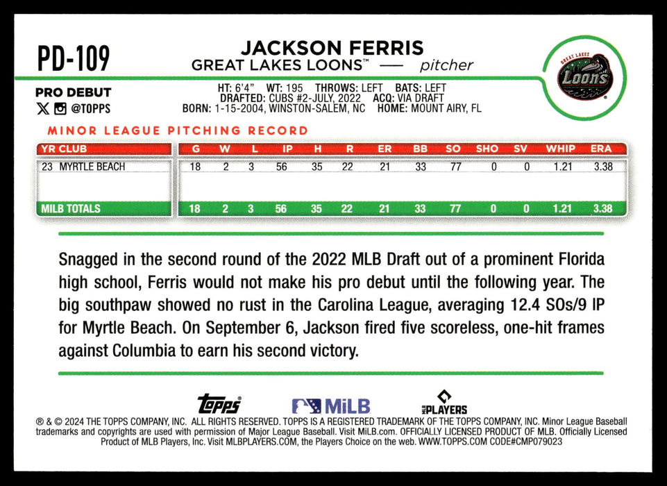 2024 Topps Pro Debut #PD-109 Jackson Ferris