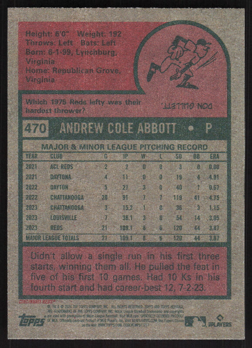 2024 Topps Heritage #470 Andrew Abbott Base