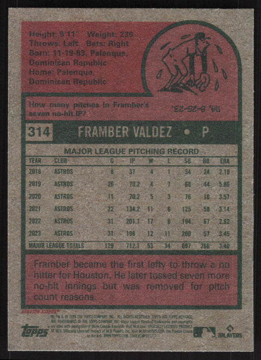 2024 Topps Heritage #314 Framber Valdez Base