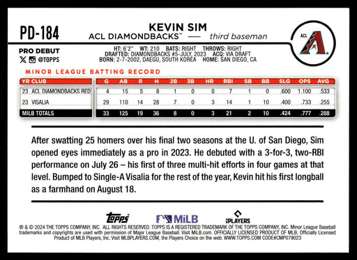 2024 Topps Pro Debut #PD-184 Kevin Sim