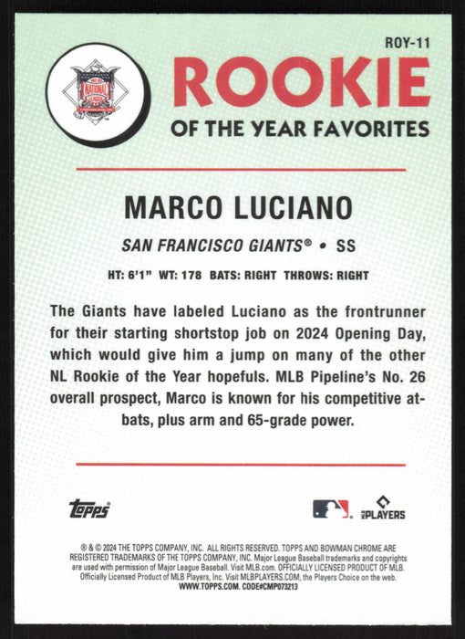 2024 Bowman #ROY-11 Marco Luciano Rookie of the Year Favorites