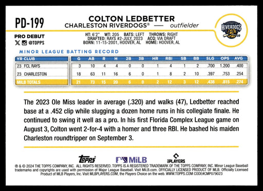 2024 Topps Pro Debut #PD-199 Colton Ledbetter