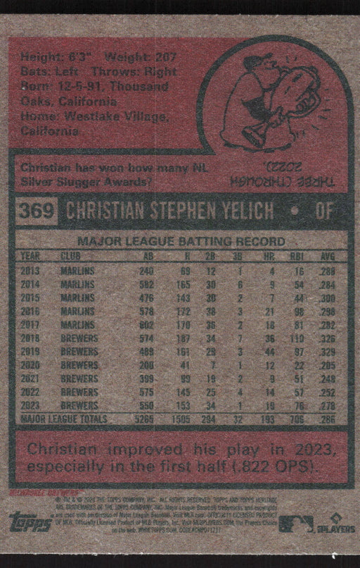 2024 Topps Heritage #369 Christian Yelich Base