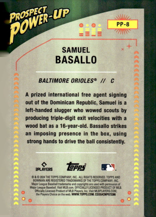 2024 Bowman #PP-8 Samuel Basallo Prospect Power-Up Chrome