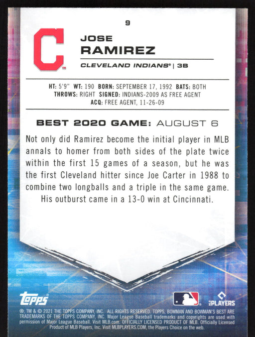 2021 Bowman's Best #9 Jose Ramirez