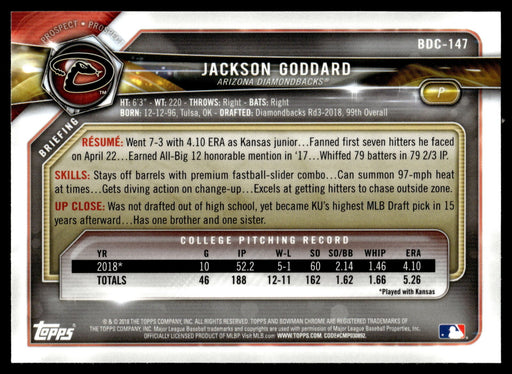 2018 Bowman Draft #BDC-147 Jackson Goddard