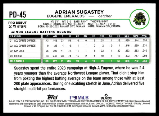 2024 Topps Pro Debut #PD-45 Adrian Sugastey