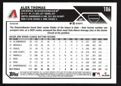 2023 Topps Chrome #186 Alek Thomas Refractor