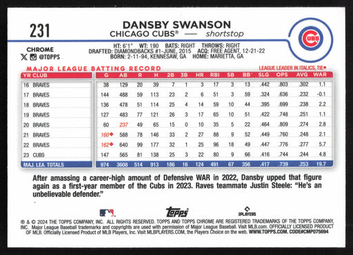 2024 Topps Chrome #231 Dansby Swanson