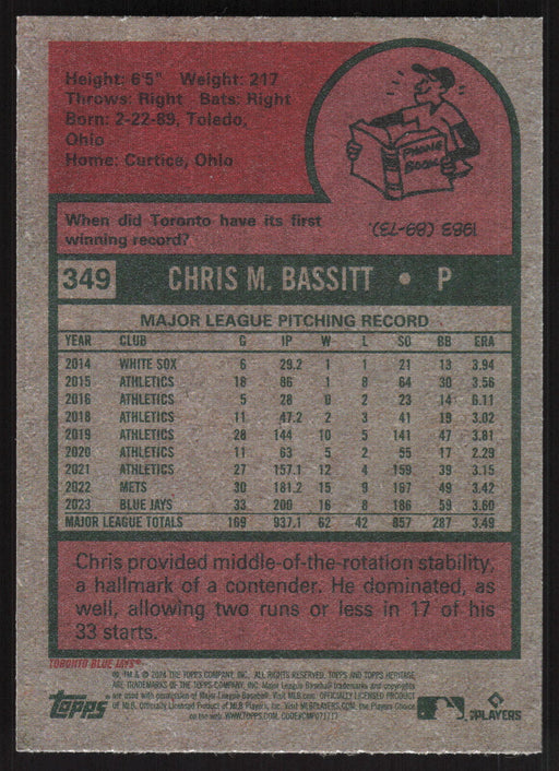 2024 Topps Heritage #349 Chris Bassitt Base