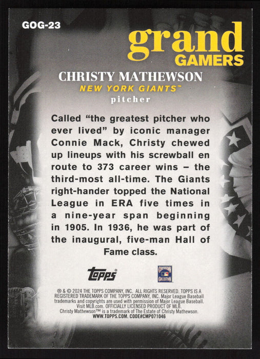 2024 Topps #GOG-23 Christy Mathewson Grand Gamers