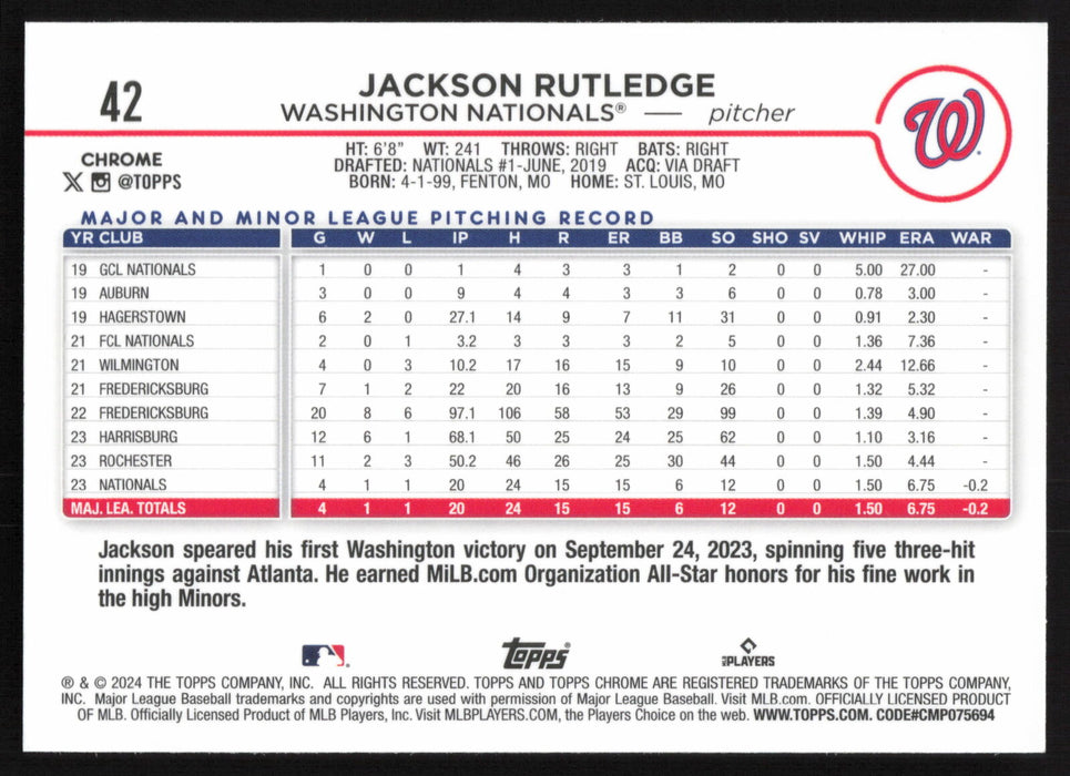 2024 Topps Chrome #42 Jackson Rutledge