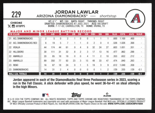 2024 Topps Chrome #229 Jordan Lawlar