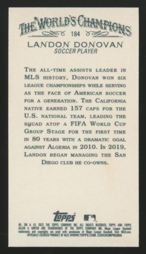 2022 Topps Allen & Ginter #184 Landon Donovan Mini Black Border