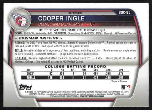 2023 Bowman Draft #BDC-85 Cooper Ingle Chrome Refractor