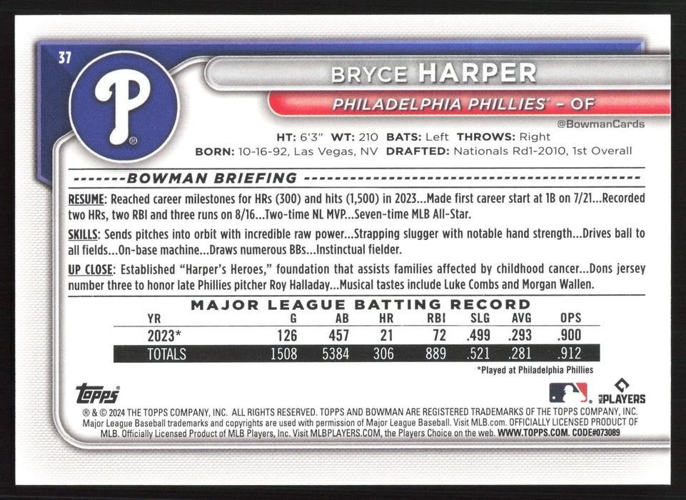 2024 Bowman #37 Bryce Harper