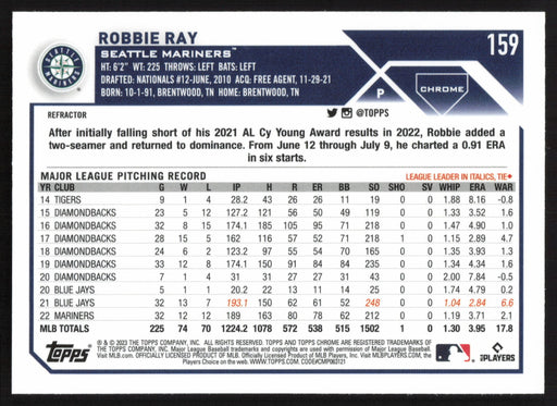 2023 Topps Chrome #159 Robbie Ray Refractor