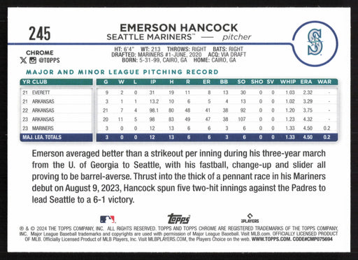 2024 Topps Chrome #245 Emerson Hancock