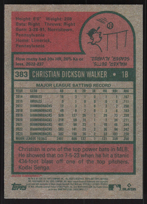 2024 Topps Heritage #383 Christian Walker