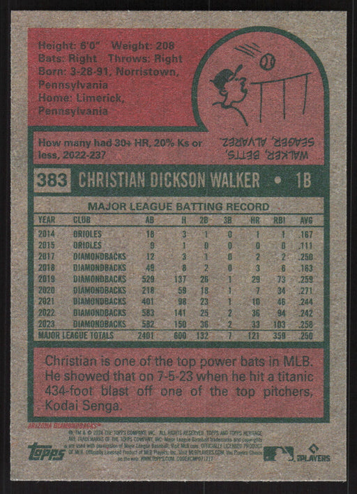 2024 Topps Heritage #383 Christian Walker