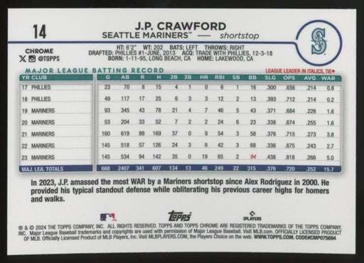 2024 Topps Chrome #14 J.P. Crawford