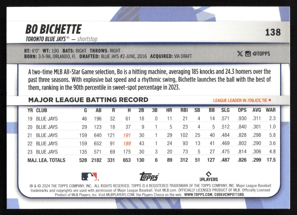 2024 Topps Big League #138 Bo Bichette