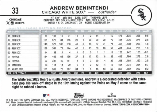 2024 Topps Chrome #33 Andrew Benintendi