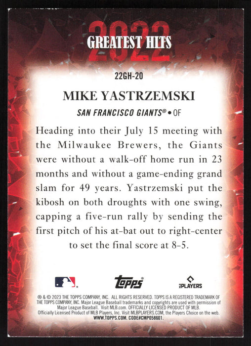 2023 Topps #22GH-20 Mike Yastrzemski 2022 Greatest Hits