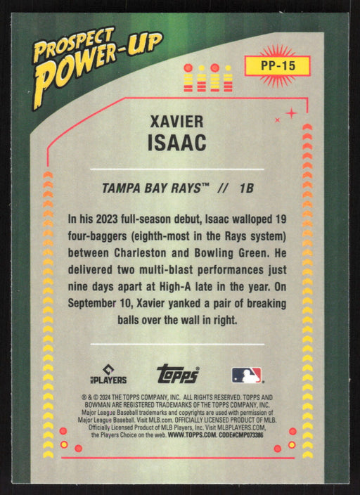 2024 Bowman #PP-15 Xavier Isaac Prospect Power-Up Chrome Mojo