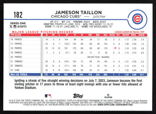 2024 Topps #182 Jameson Taillon