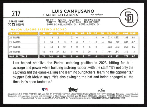 2024 Topps #217 Luis Campusano