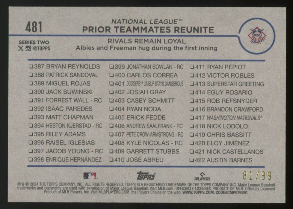2024 Topps #481 Prior Teammates Reunite Vintage Stock