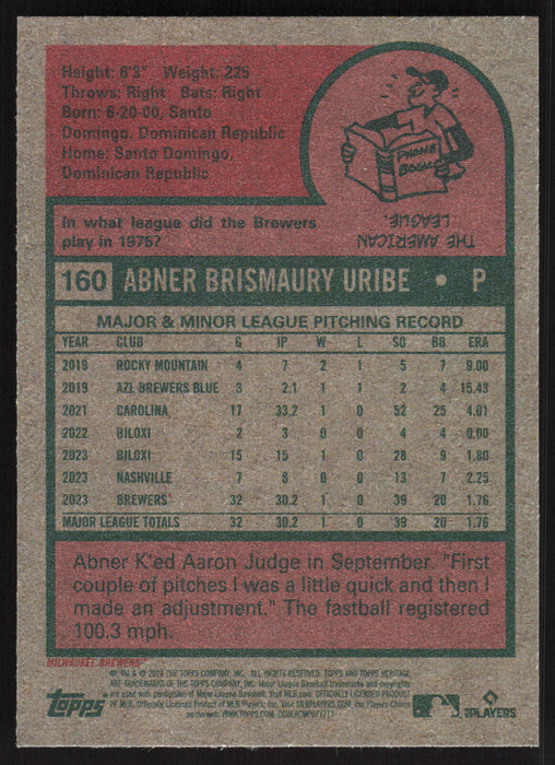 2024 Topps Heritage #160 Abner Uribe Base