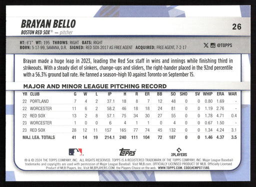 2024 Topps Big League #26 Brayan Bello