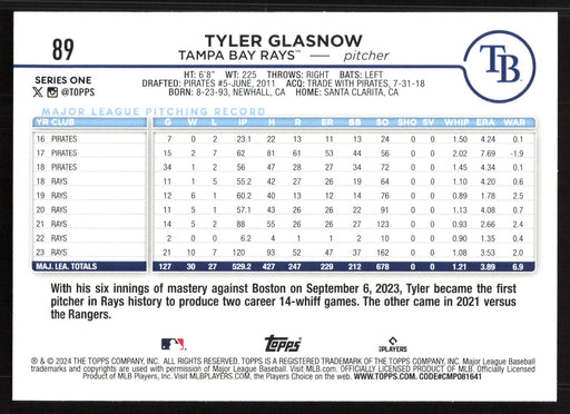 2024 Topps #89 Tyler Glasnow Holiday