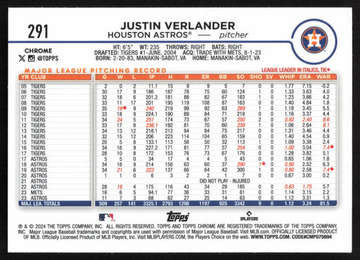 2024 Topps Chrome #291 Justin Verlander