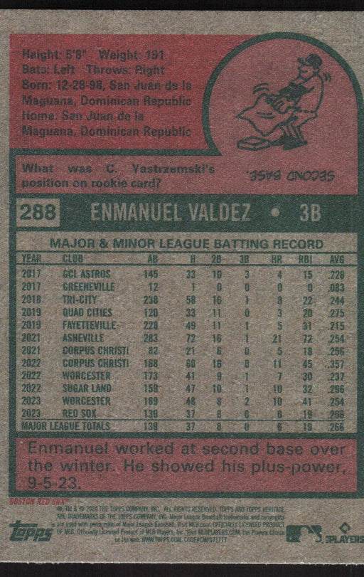 2024 Topps Heritage #288 Enmanuel Valdez Base