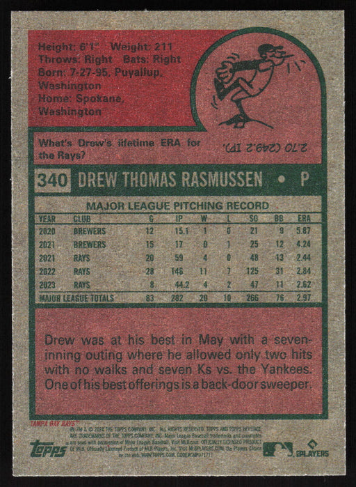 2024 Topps Heritage #340 Drew Rasmussen Base