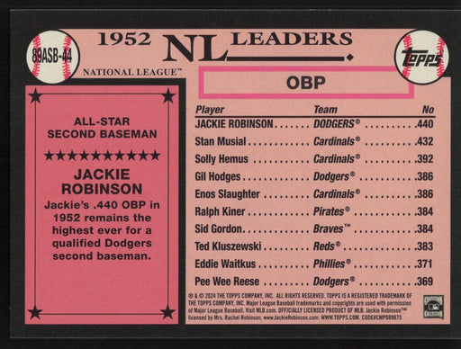 2024 Topps #89ASB-44 Jackie Robinson 1989 Topps Baseball All-Stars Foil