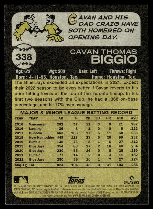 2022 Topps Heritage #338 Cavan Biggio