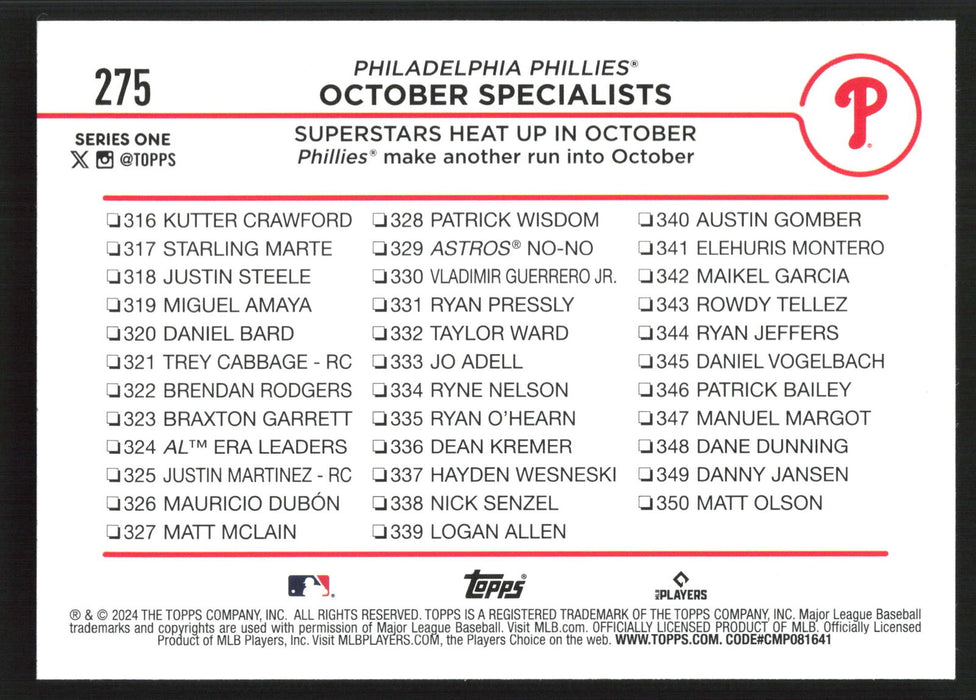 2024 Topps #275 October Specialists: Superstars Heat Up in October Holiday