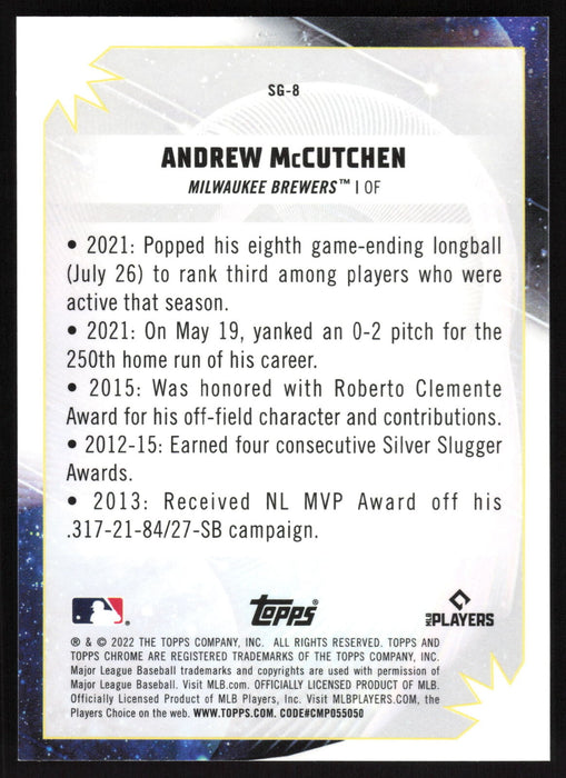 2022 Topps Chrome Cosmic #SG-8 Andrew McCutchen Star Gaze