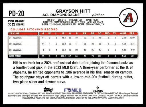 2024 Topps Pro Debut #PD-20 Grayson Hitt