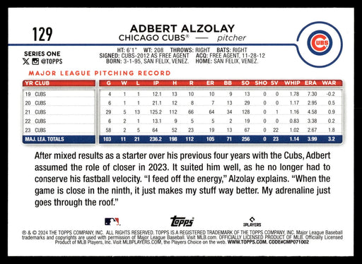 2024 Topps #129 Adbert Alzolay Rainbow Foil