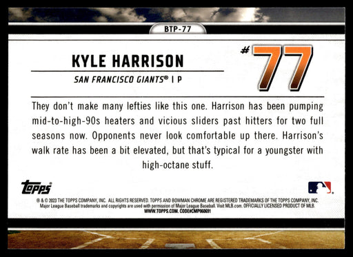 2023 Bowman #BTP-77 Kyle Harrison Bowman Scouts Top 100